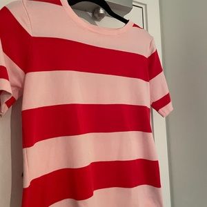 Paris Boutique Knit Pink and Red Striped Tee